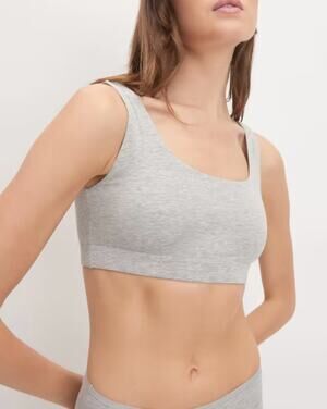 EVERLANE Women's Cotton Tank Bra XS Heather Grey Scoop Neck NWOT